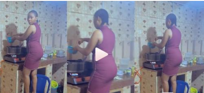 “Justice for Short People” – Lady Stands on Chair So Her Hand Can Reach Gas Cooker, Kitchen Video Goes Viral (Watch)